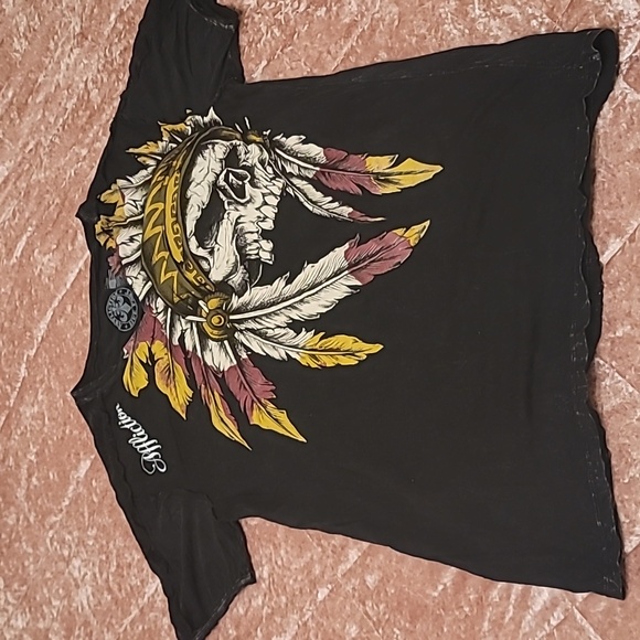 Affliction Men's Large Black V Neck Shirt - Picture 2 of 7